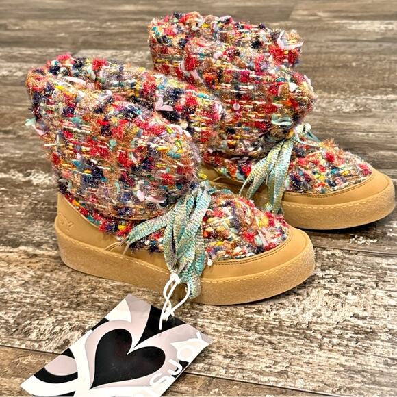 Khrisjoy Puff Check Tweed Boots Logo Women Size 41 Made in Italy Retail $600 NWT - Picture 11 of 15